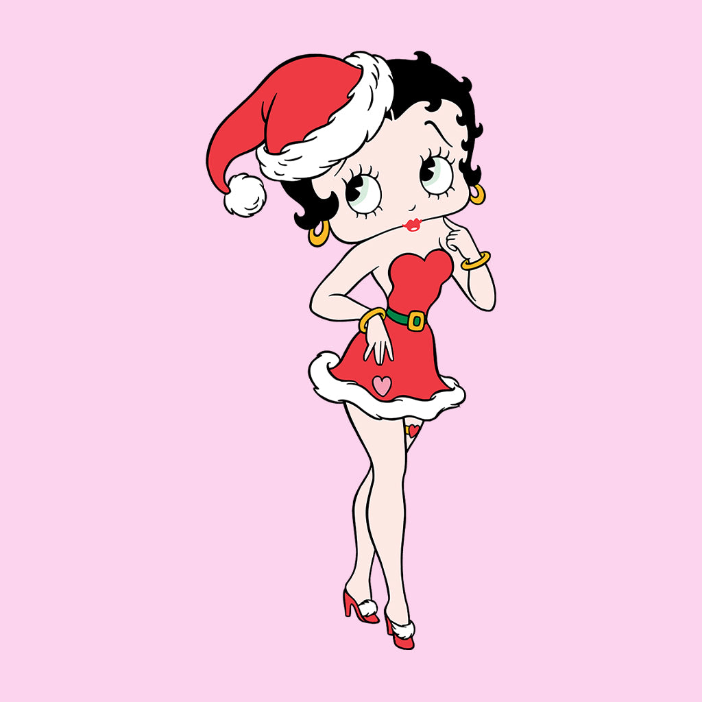 Betty Boop Christmas Touching Cheek Pose Women's Hooded Sweatshirt-Betty Boop Shop