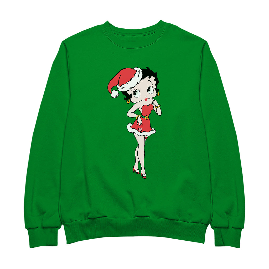 Betty Boop Christmas Touching Cheek Pose Men's Sweatshirt-Betty Boop Shop