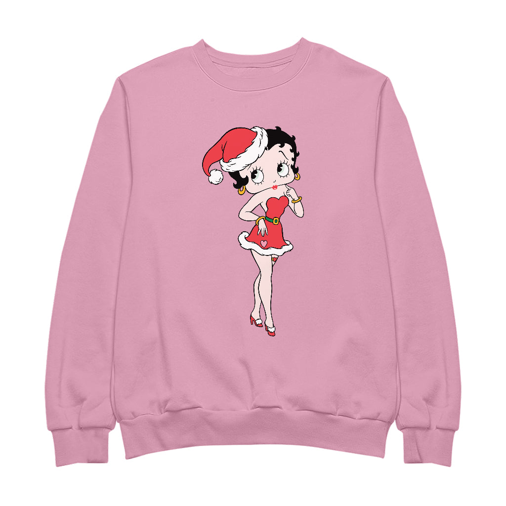 Betty Boop Christmas Touching Cheek Pose Men's Sweatshirt-Betty Boop Shop