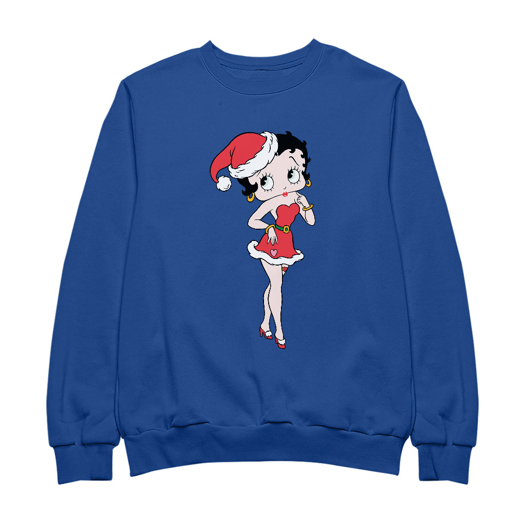 Betty Boop Christmas Touching Cheek Pose Men's Sweatshirt-Betty Boop Shop