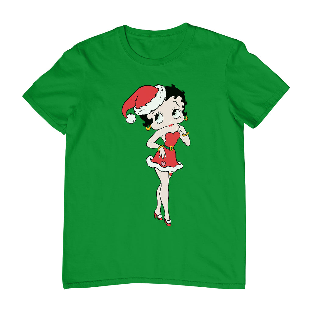 Betty Boop Christmas Touching Cheek Pose Men's T-Shirt-Betty Boop Shop