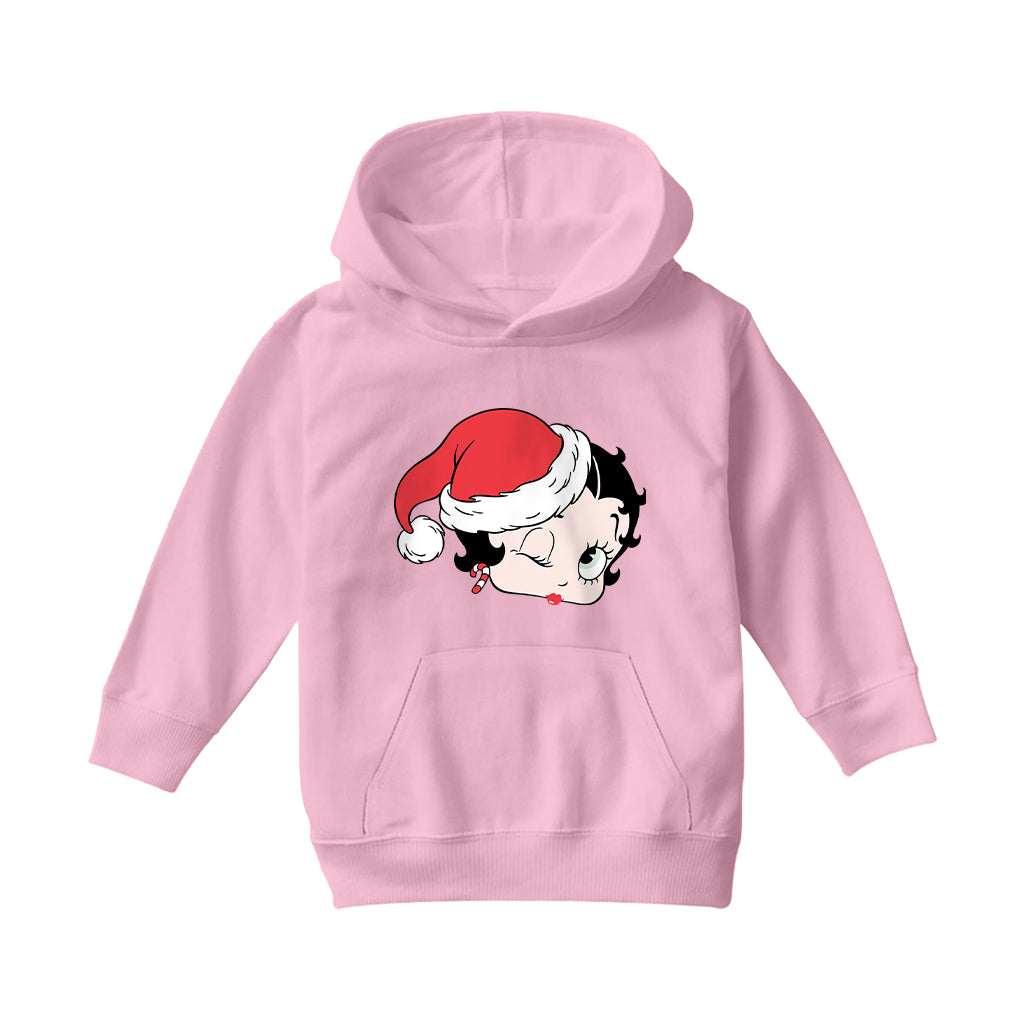 Betty Boop Christmas Santa Hat Wink Kids Hooded Sweatshirt