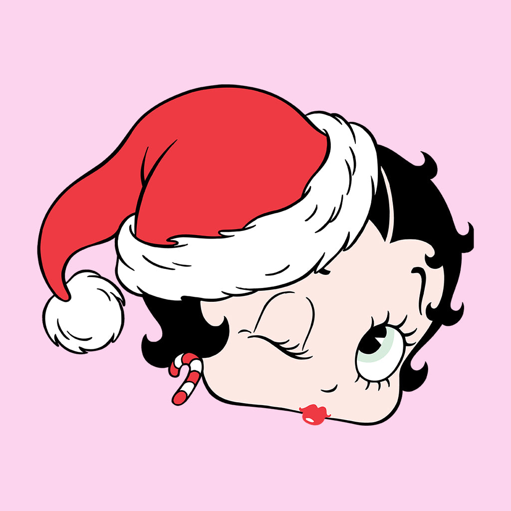Betty Boop Christmas Santa Hat Wink Women's Hooded Sweatshirt-Betty Boop Shop
