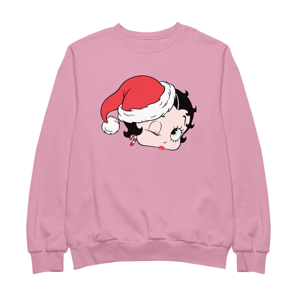 Betty Boop Christmas Santa Hat Wink Men's Sweatshirt-Betty Boop Shop