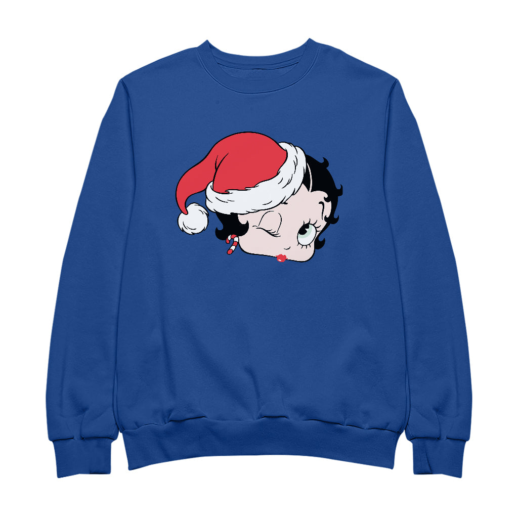 Betty Boop Christmas Santa Hat Wink Men's Sweatshirt-Betty Boop Shop