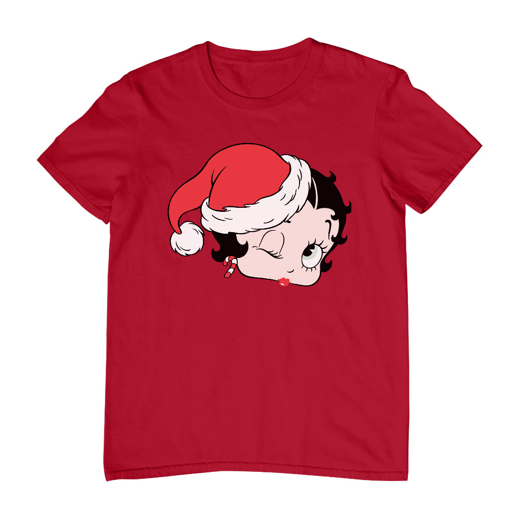 Betty Boop Christmas Santa Hat Wink Men's T-Shirt