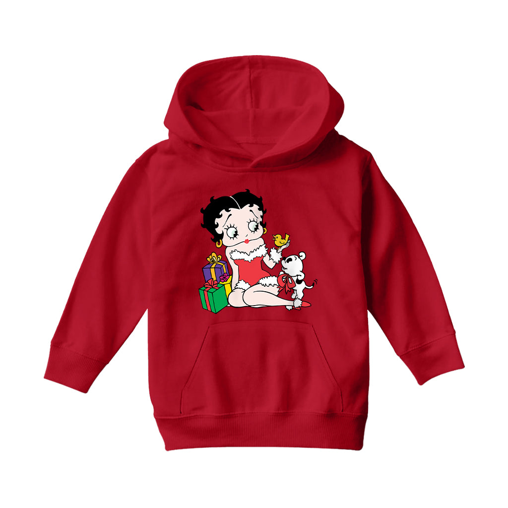 Betty Boop Christmas Pudgy And Chick Kids Hooded Sweatshirt-Betty Boop Shop