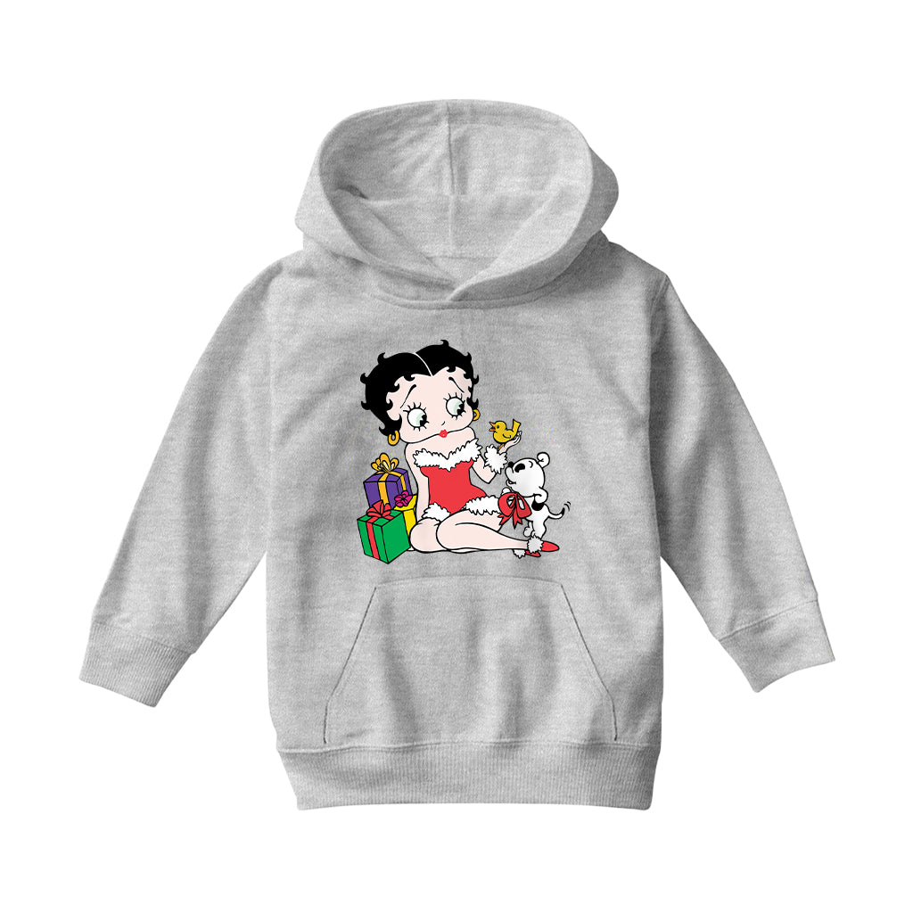 Betty Boop Christmas Pudgy And Chick Kids Hooded Sweatshirt