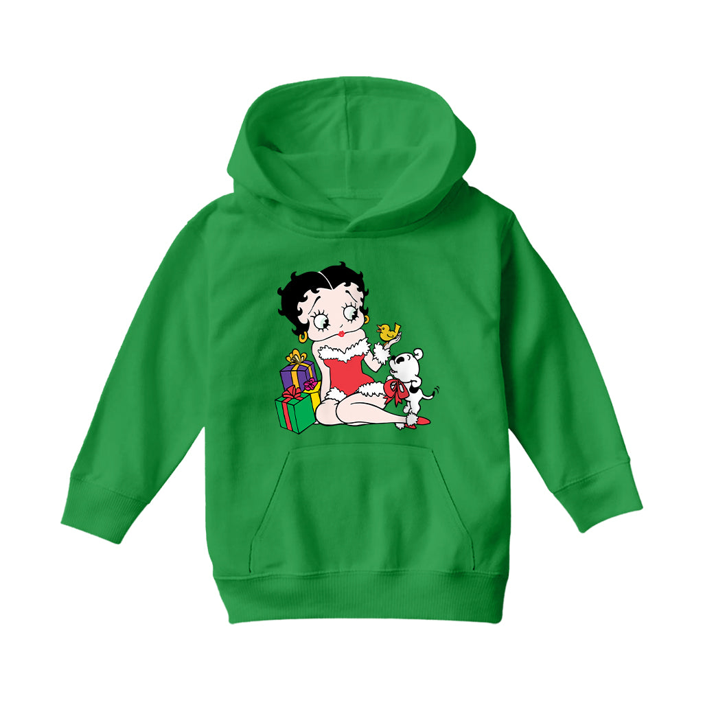 Betty Boop Christmas Pudgy And Chick Kids Hooded Sweatshirt-Betty Boop Shop