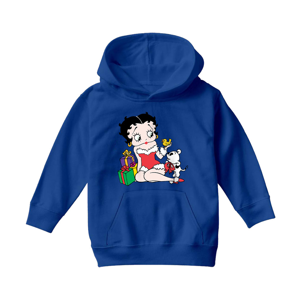 Betty Boop Christmas Pudgy And Chick Kids Hooded Sweatshirt-Betty Boop Shop