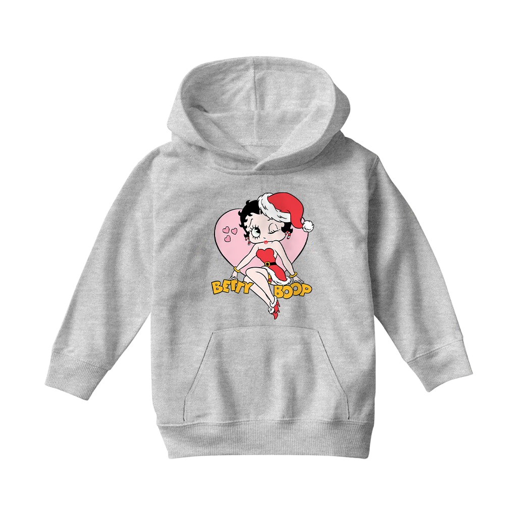 Betty Boop Christmas Heart Wink Kids Hooded Sweatshirt