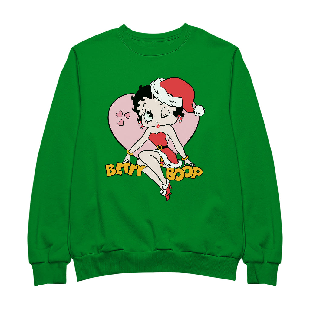 Betty Boop Christmas Heart Wink Men's Sweatshirt-Betty Boop Shop