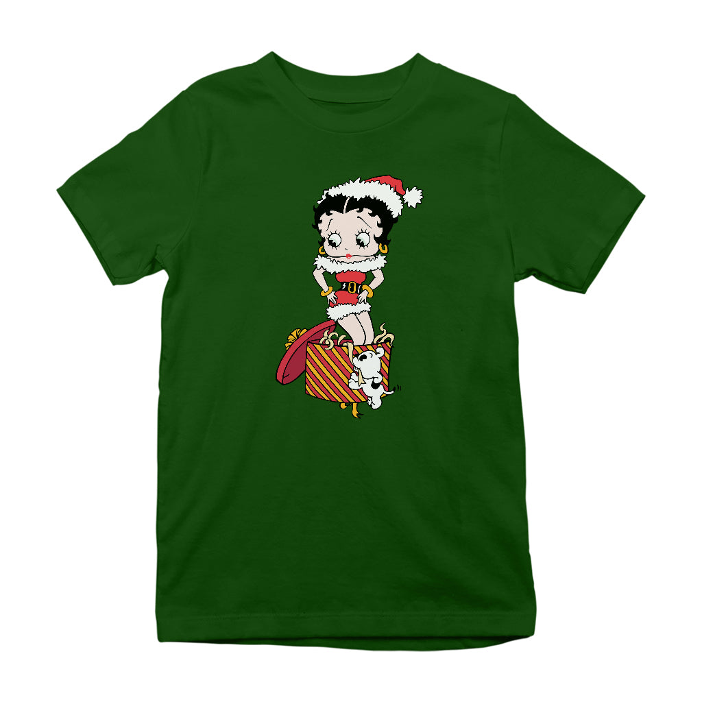 Betty Boop Christmas Pudgy Packing Betty Kids T-Shirt-Betty Boop Shop