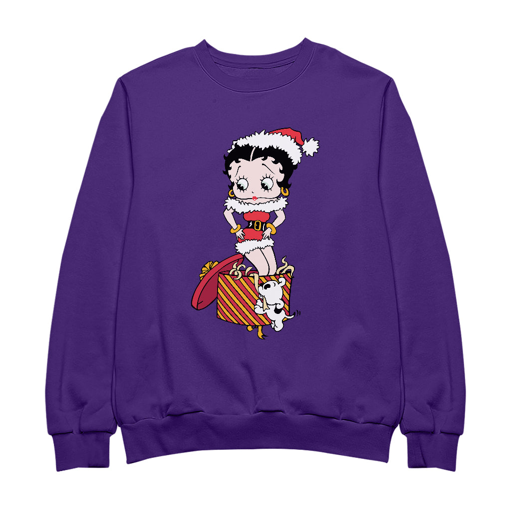Betty Boop Christmas Pudgy Packing Betty Men's Sweatshirt-Betty Boop Shop