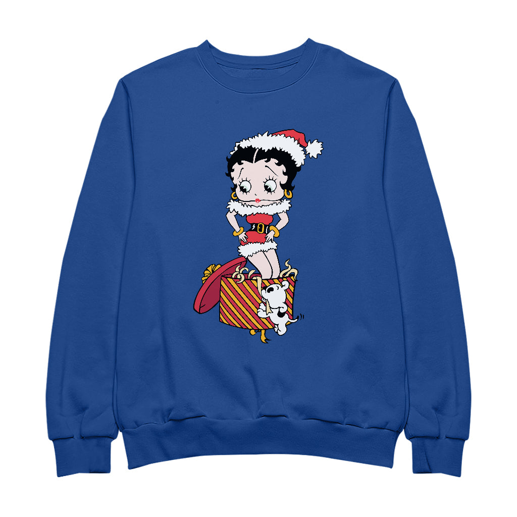 Betty Boop Christmas Pudgy Packing Betty Men's Sweatshirt-Betty Boop Shop