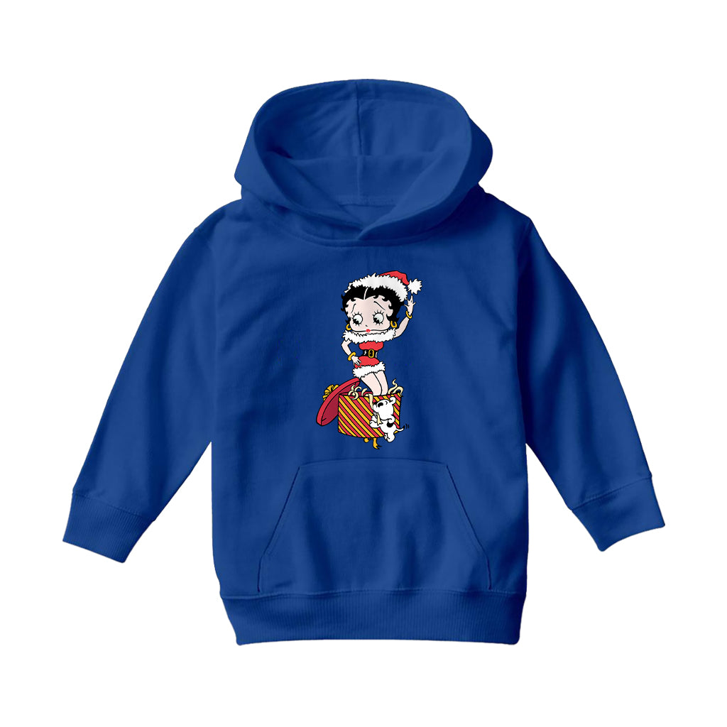 Betty Boop Christmas Box Packed Kids Hooded Sweatshirt-Betty Boop Shop