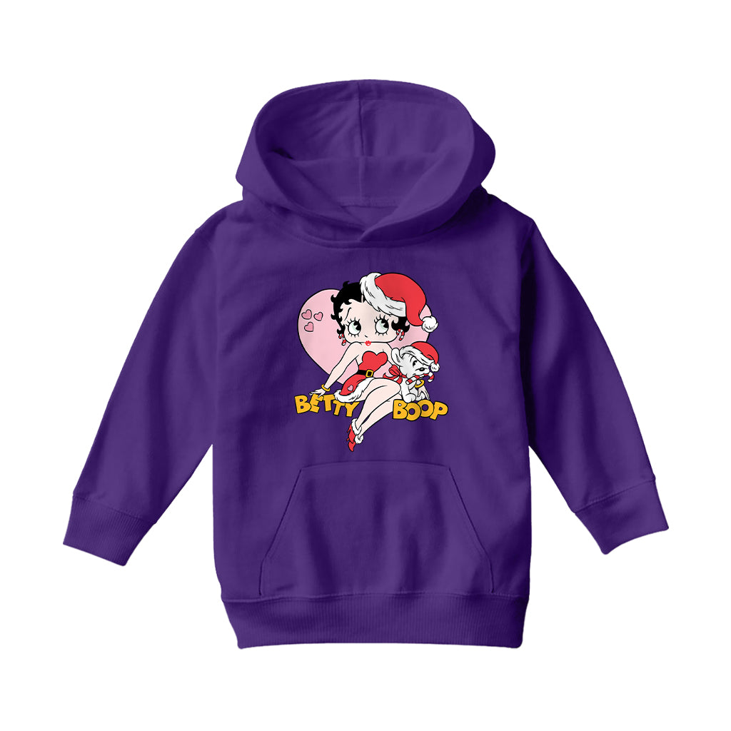 Betty Boop Christmas And Pudgy Heart Kids Hooded Sweatshirt-Betty Boop Shop