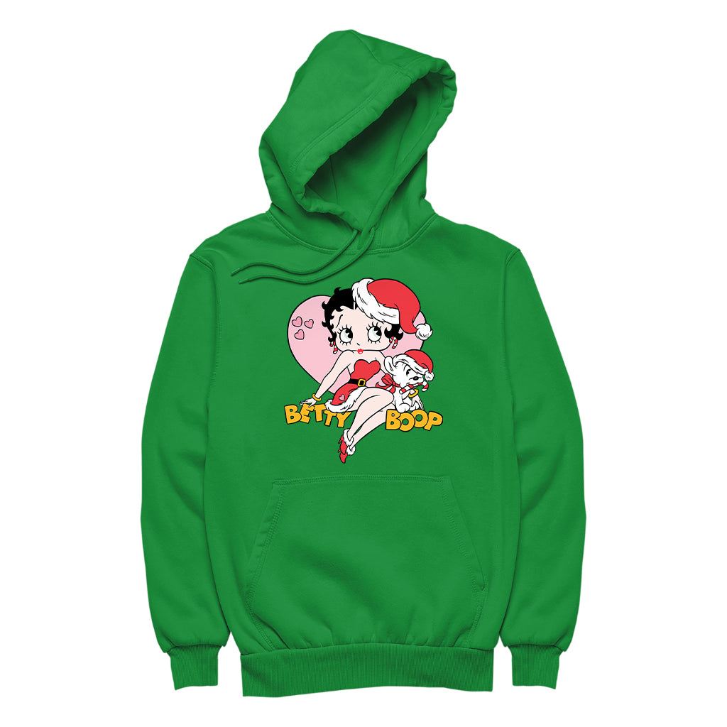 Betty Boop Christmas And Pudgy Heart Women's Hooded Sweatshirt-Betty Boop Shop