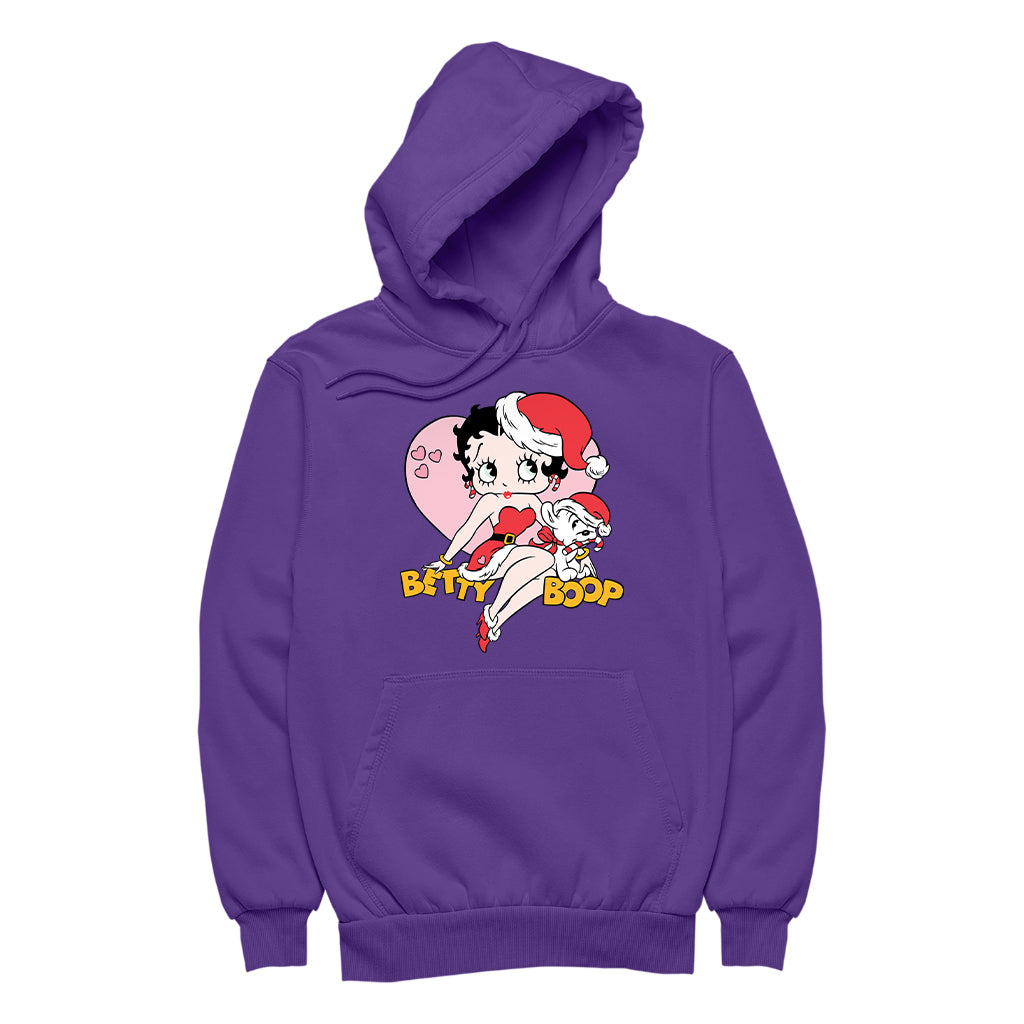 Betty Boop Christmas And Pudgy Heart Women's Hooded Sweatshirt-Betty Boop Shop