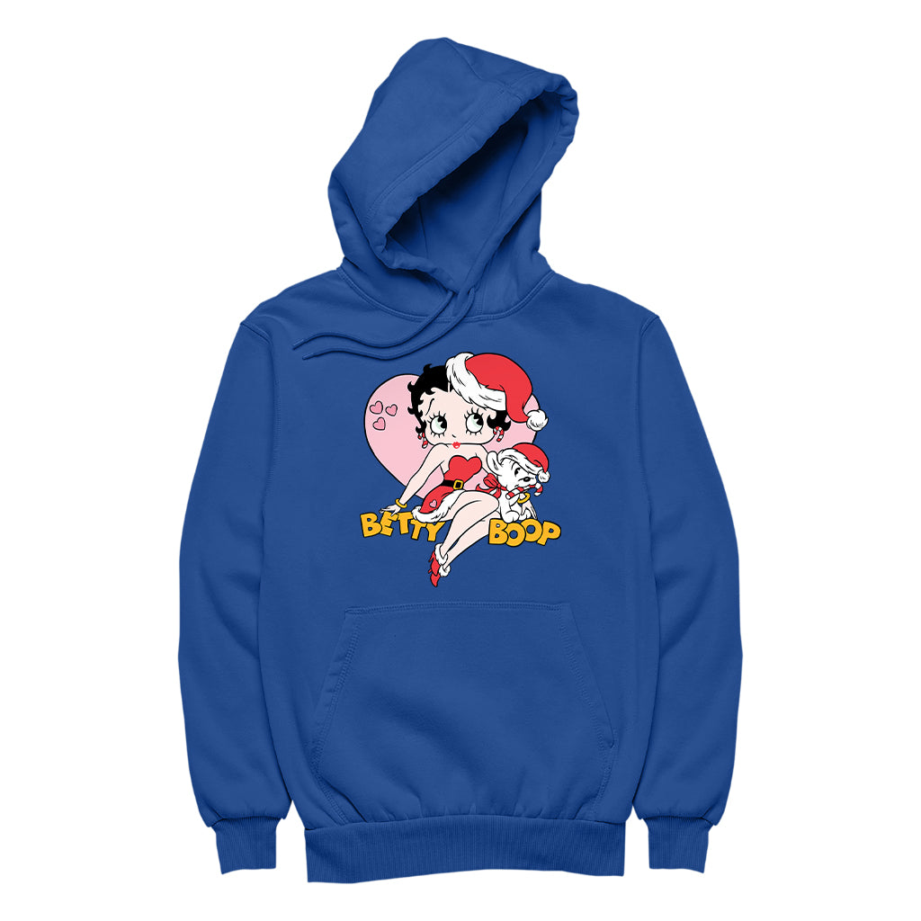 Betty Boop Christmas And Pudgy Heart Women's Hooded Sweatshirt-Betty Boop Shop