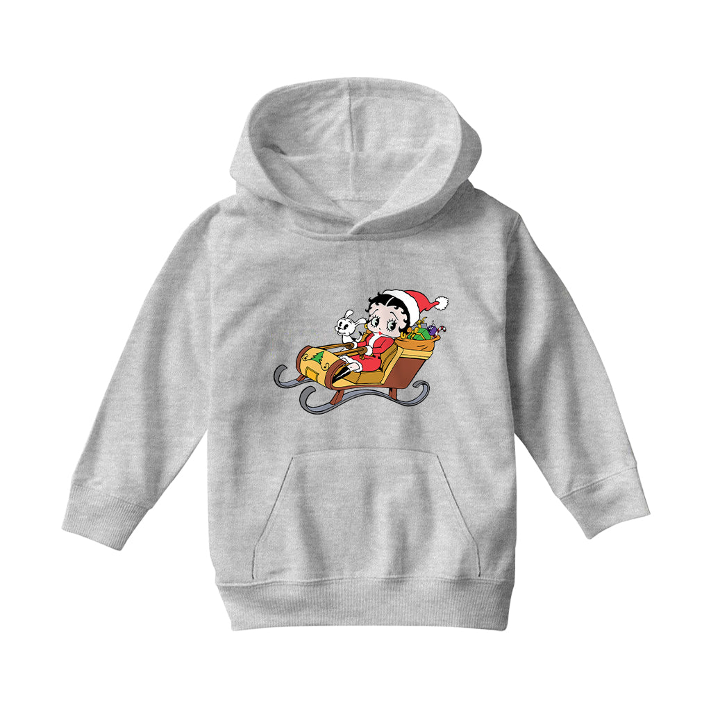 Betty Boop Christmas Sleigh Kids Hooded Sweatshirt