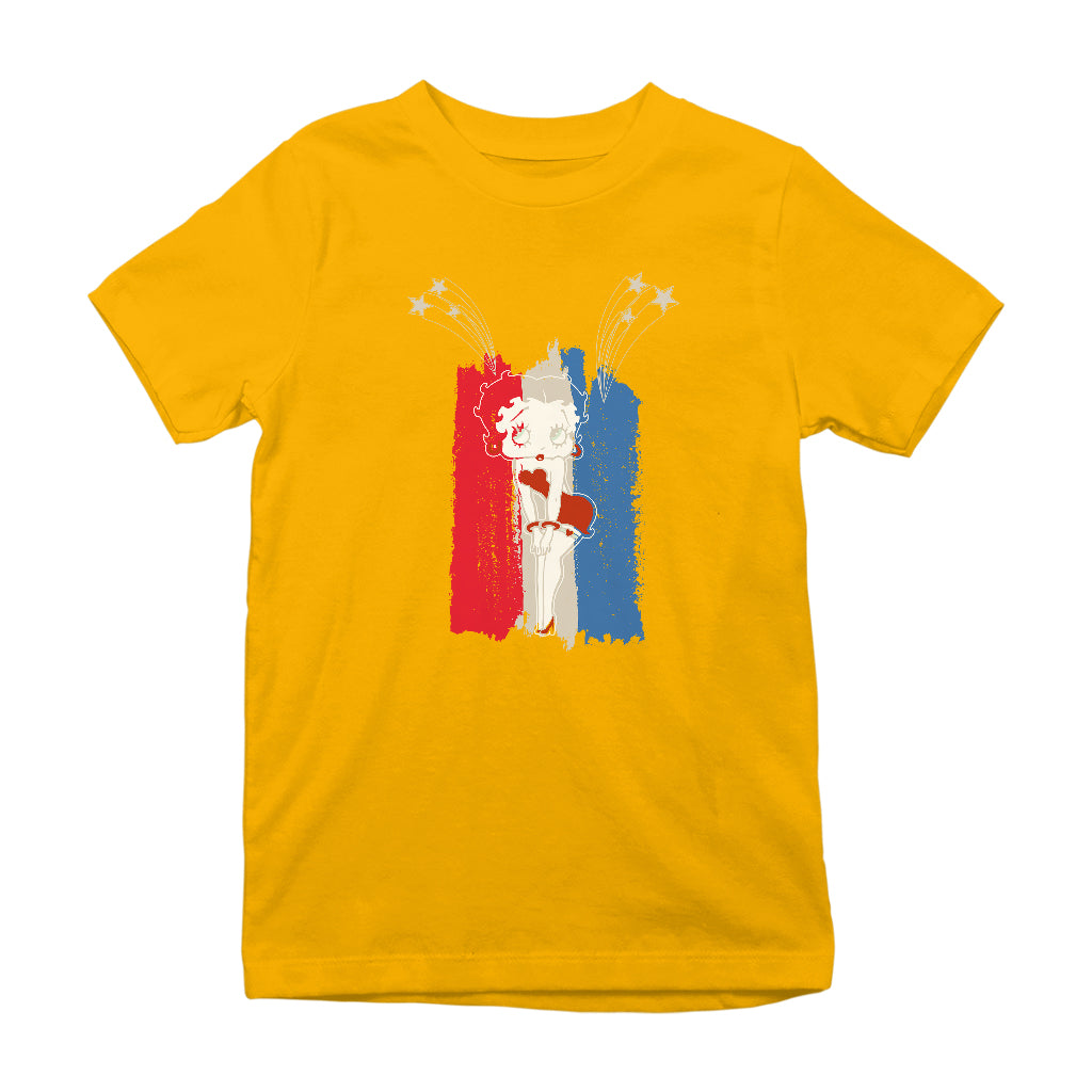 Betty Boop Americana Stars & Flag Kids T-Shirt-Betty Boop Shop