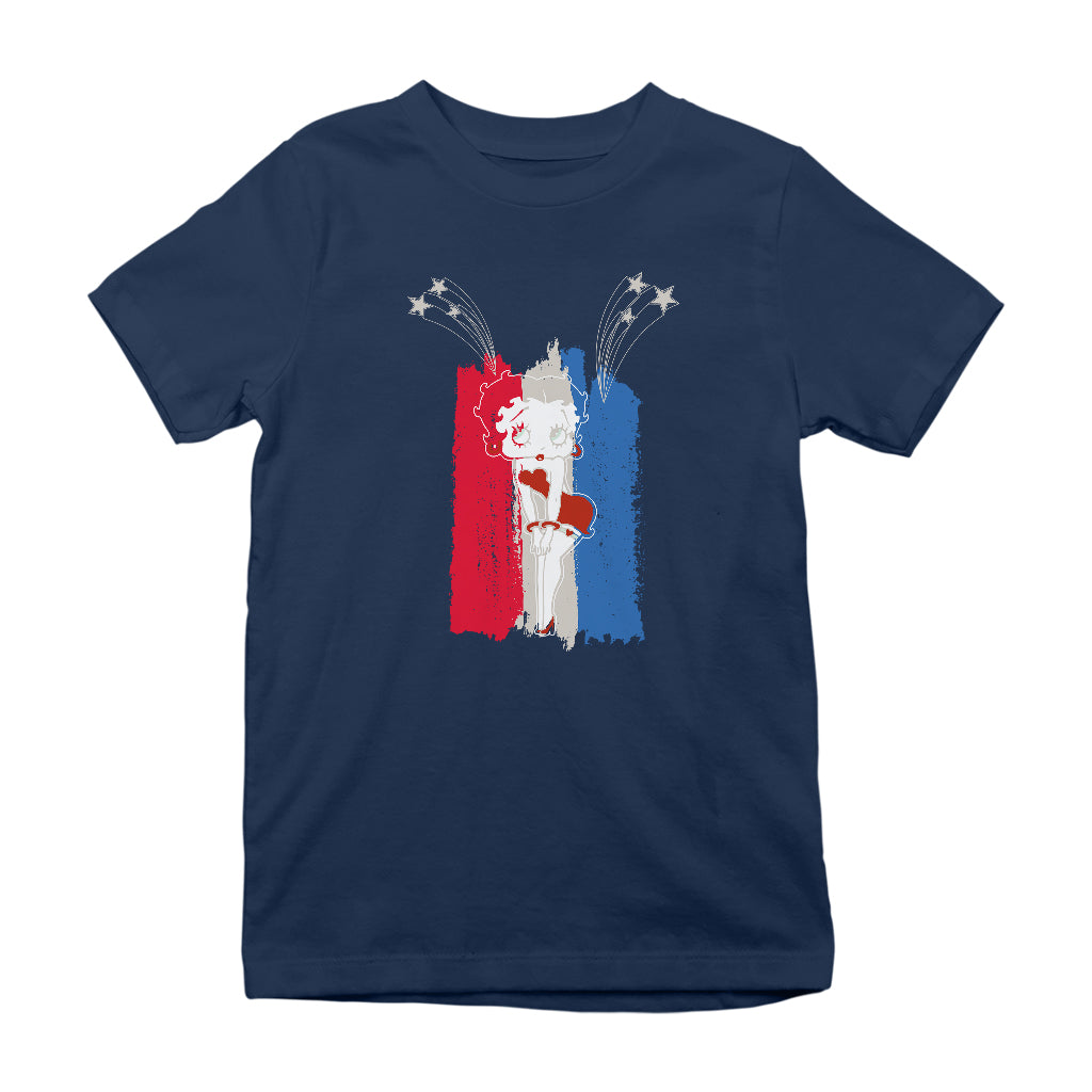 Betty Boop Americana Stars & Flag Kids T-Shirt-Betty Boop Shop