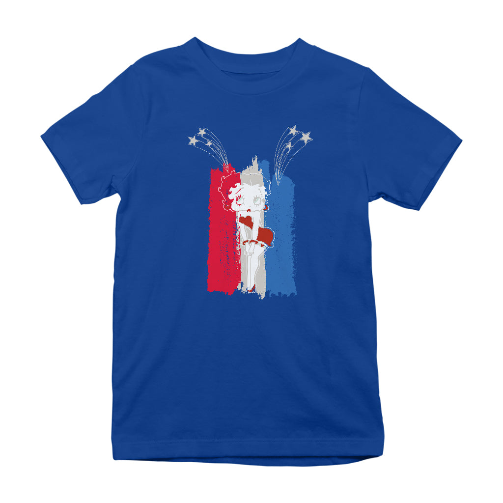 Betty Boop Americana Stars & Flag Kids T-Shirt-Betty Boop Shop