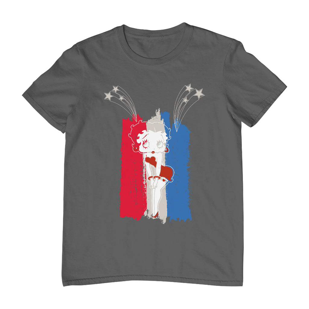 Betty Boop Americana Stars & Flag Men's T-Shirt-Betty Boop Shop