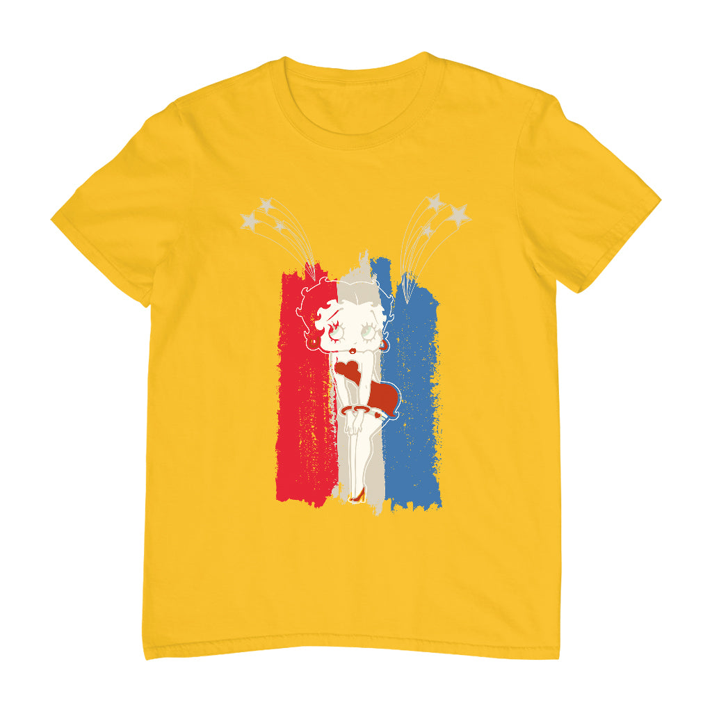 Betty Boop Americana Stars & Flag Men's T-Shirt-Betty Boop Shop