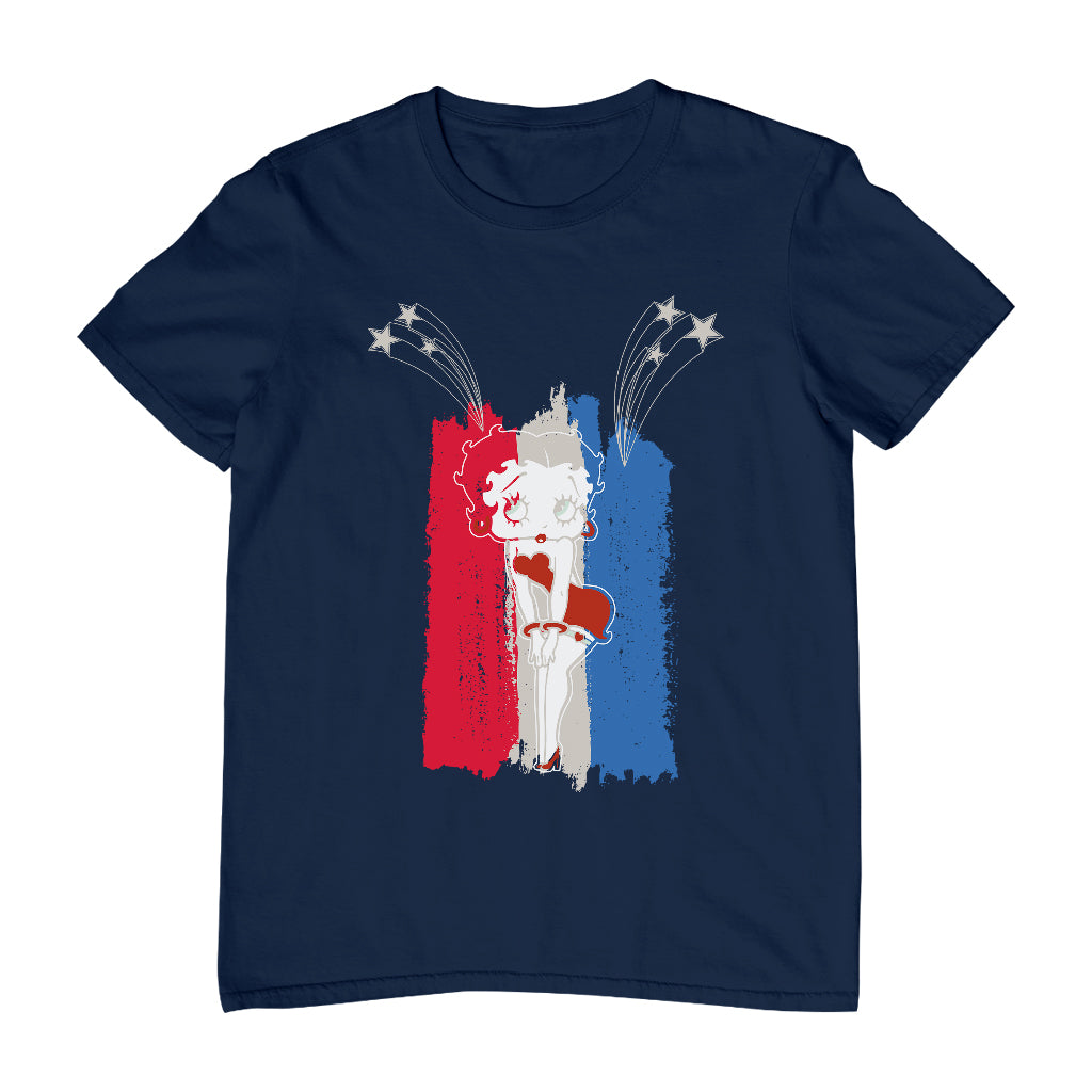 Betty Boop Americana Stars & Flag Men's T-Shirt-Betty Boop Shop