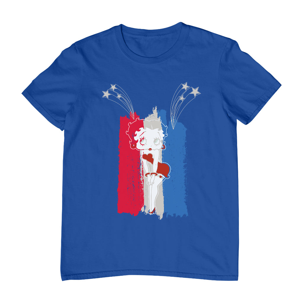 Betty Boop Americana Stars & Flag Men's T-Shirt-Betty Boop Shop
