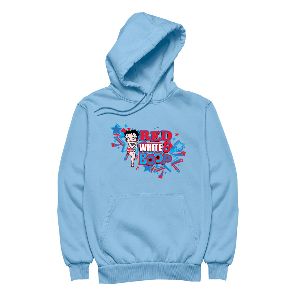 Americana Red White and Boop Women's Hooded Sweatshirt-Betty Boop Shop