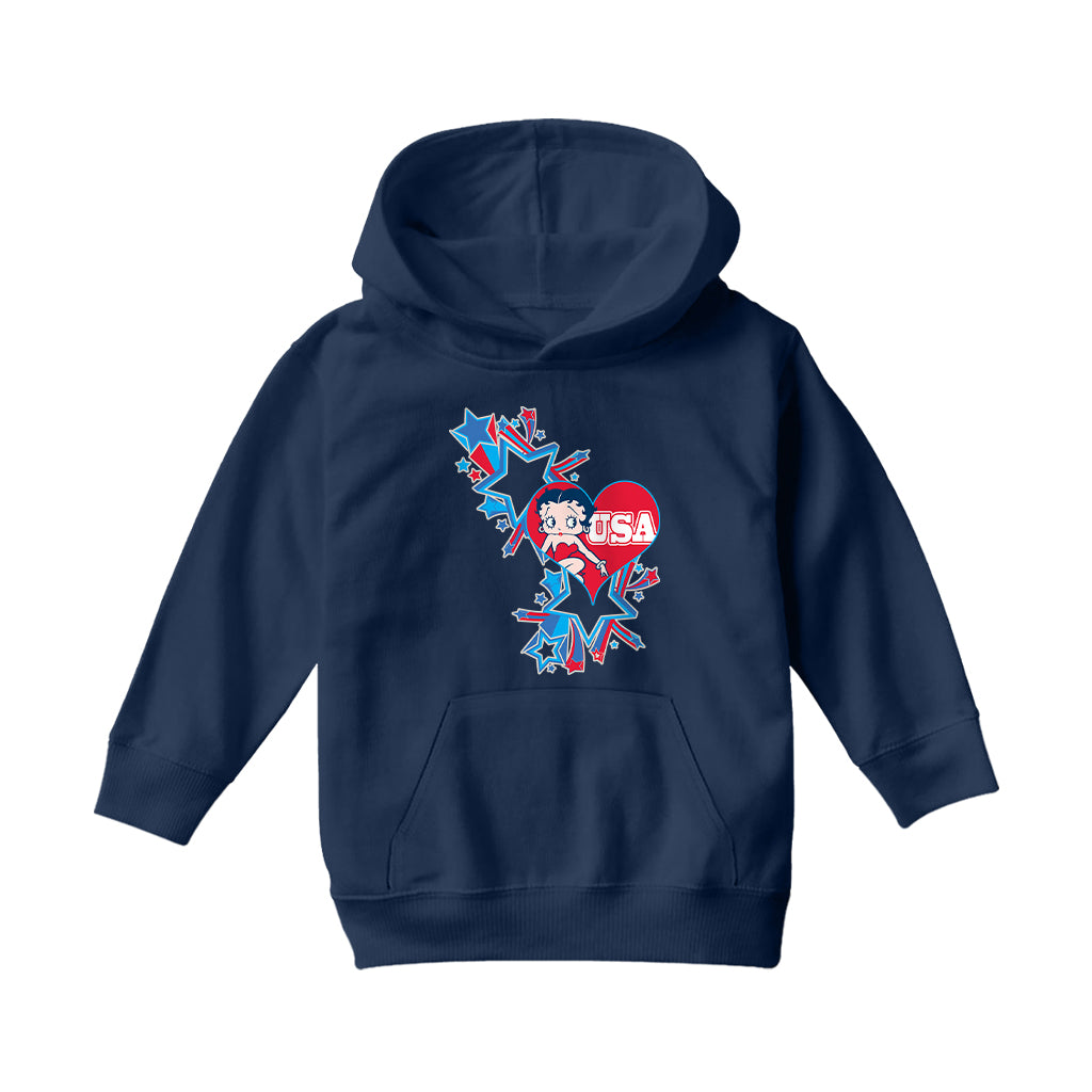 Americana USA Stars & Heart Kids Hooded Sweatshirt-Betty Boop Shop