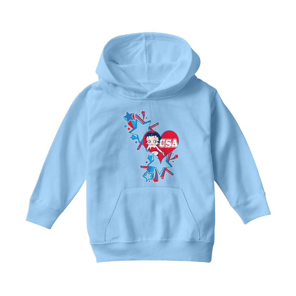 Americana USA Stars & Heart Kids Hooded Sweatshirt-Betty Boop Shop
