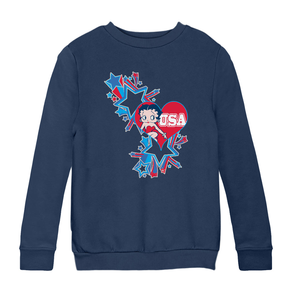 Americana USA Stars & Heart Kids Sweatshirt-Betty Boop Shop