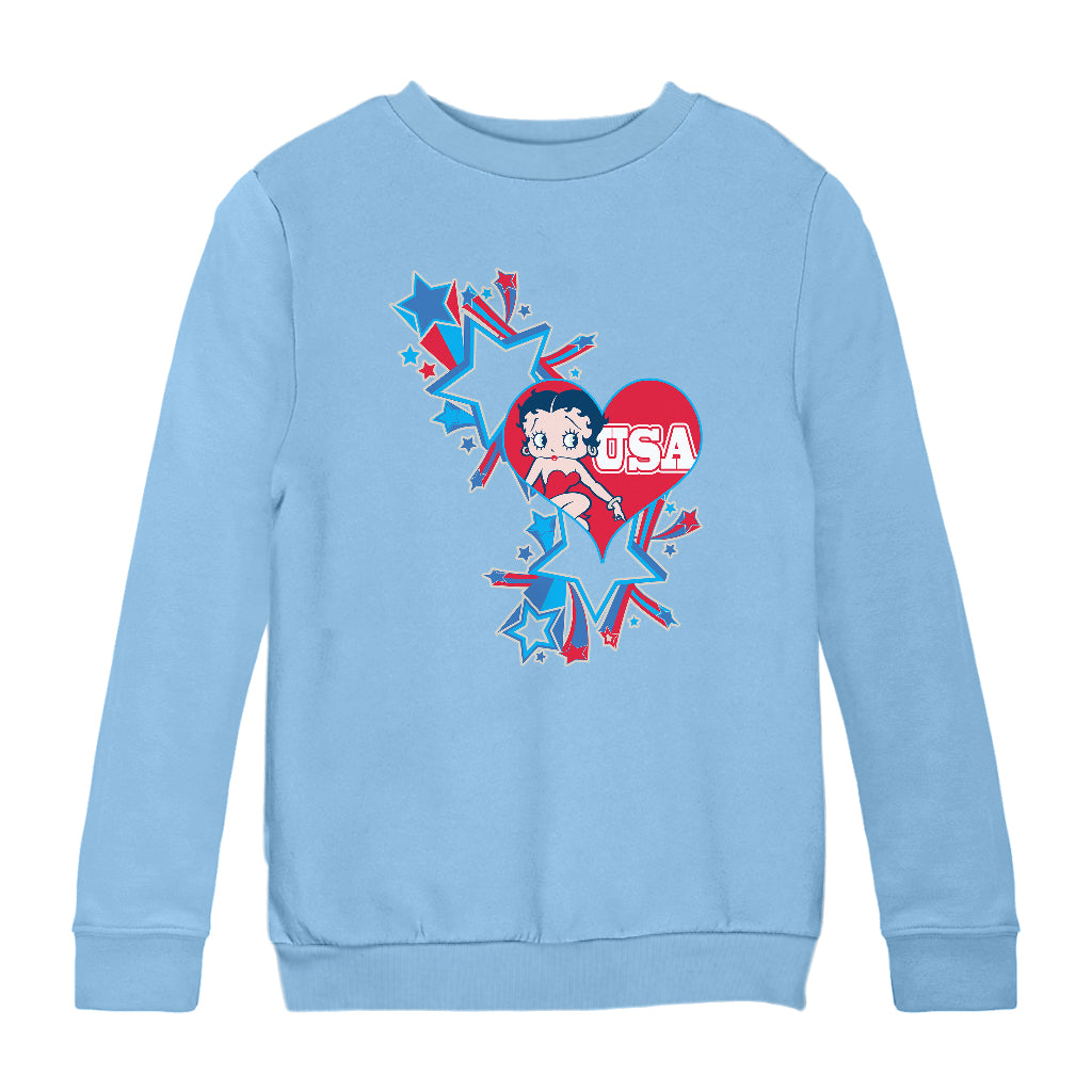 Americana USA Stars & Heart Kids Sweatshirt-Betty Boop Shop