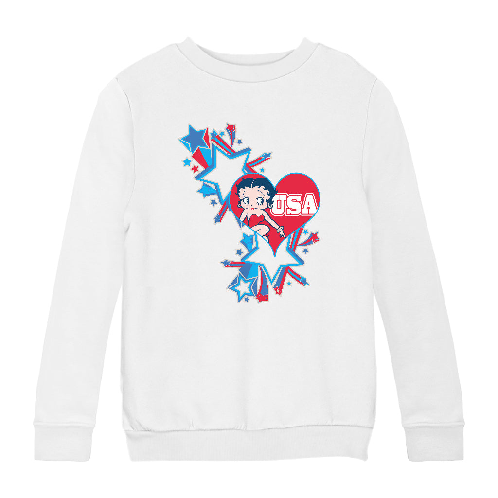 Americana USA Stars & Heart Kids Sweatshirt-Betty Boop Shop