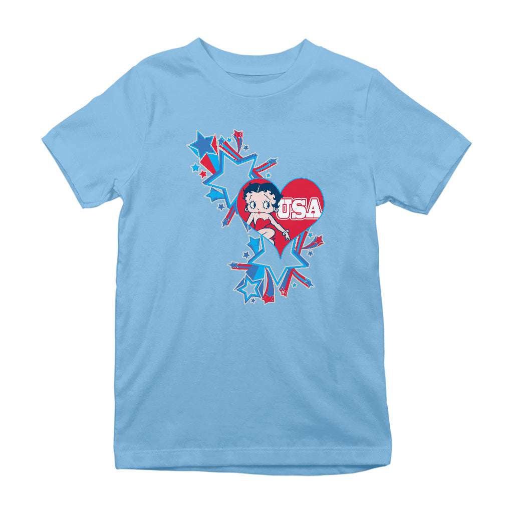 Americana USA Stars & Heart Kids T-Shirt-Betty Boop Shop