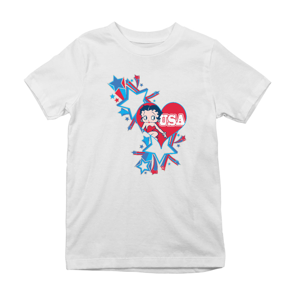 Americana USA Stars & Heart Kids T-Shirt-Betty Boop Shop