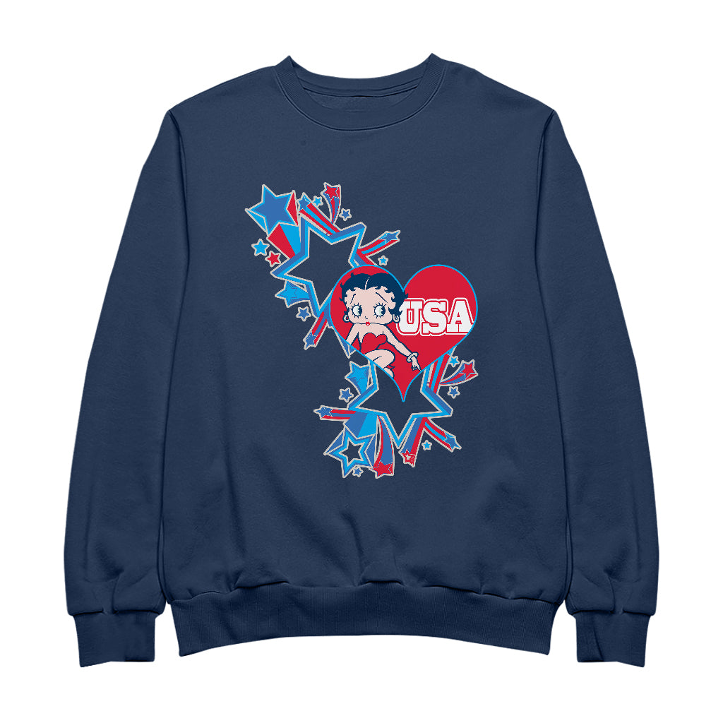 Americana USA Stars & Heart Men's Sweatshirt-Betty Boop Shop