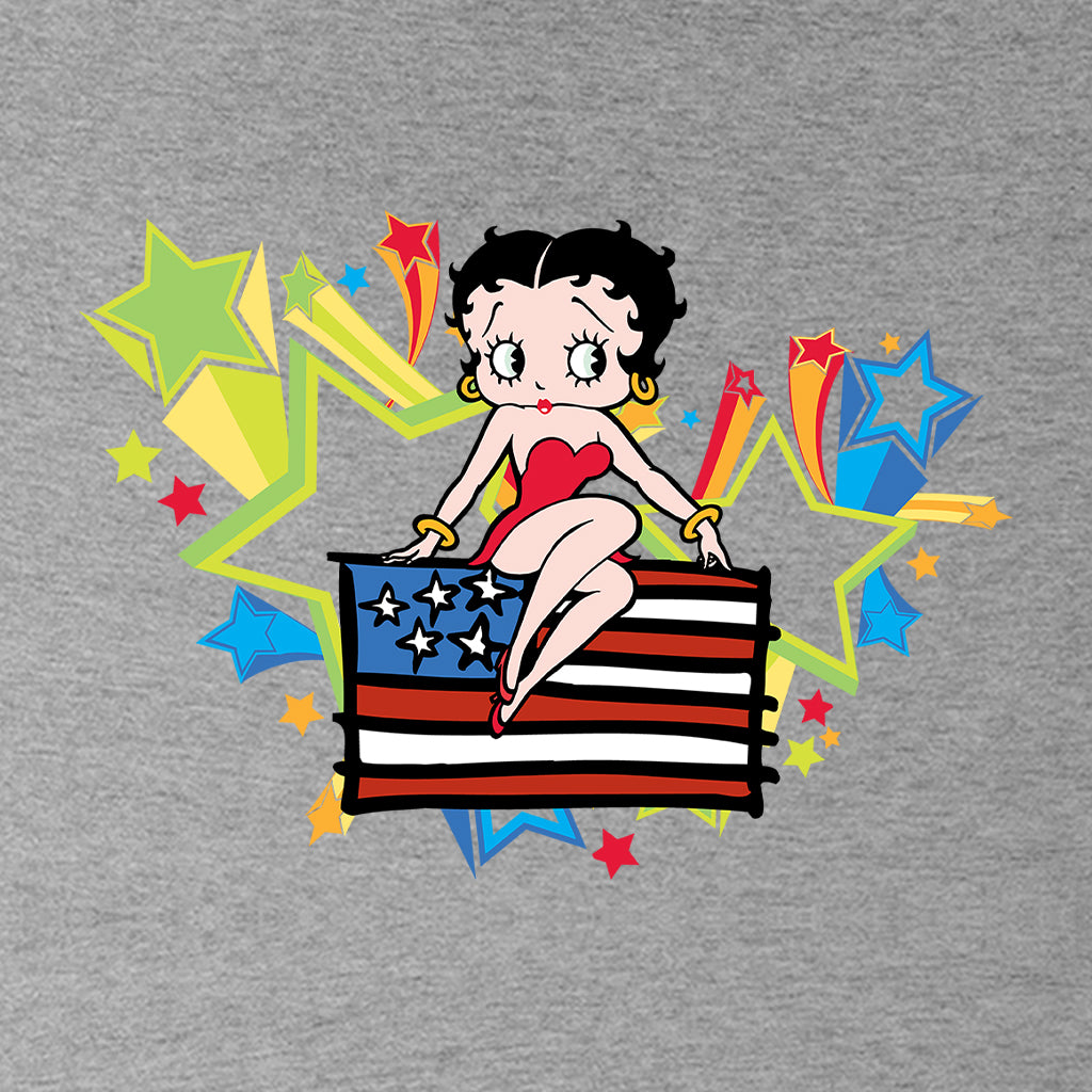 Americana Betty Boop Flag & Stars Men's Hooded Sweatshirt-Betty Boop Shop