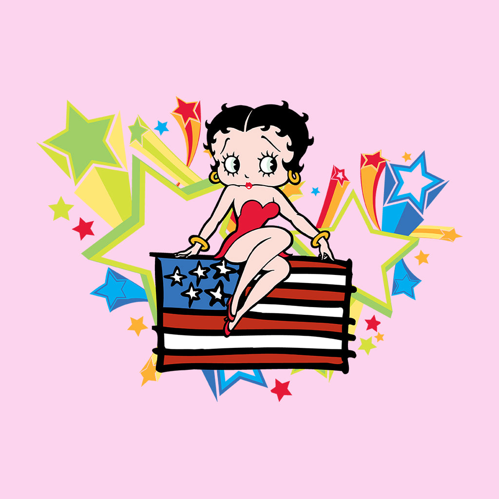 Americana Betty Boop Flag & Stars Men's Hooded Sweatshirt-Betty Boop Shop