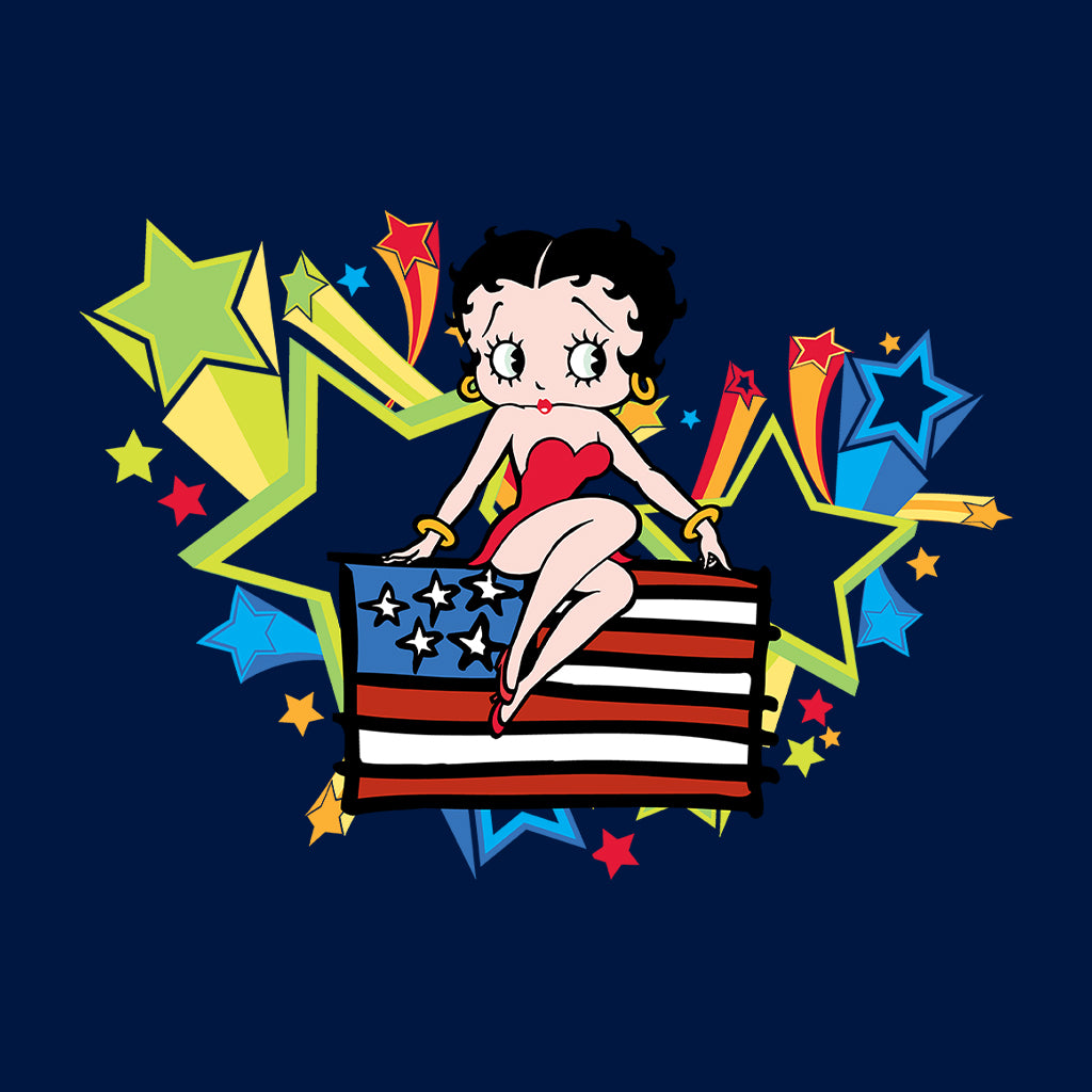 Americana Betty Boop Flag & Stars Women's T-Shirt-Betty Boop Shop