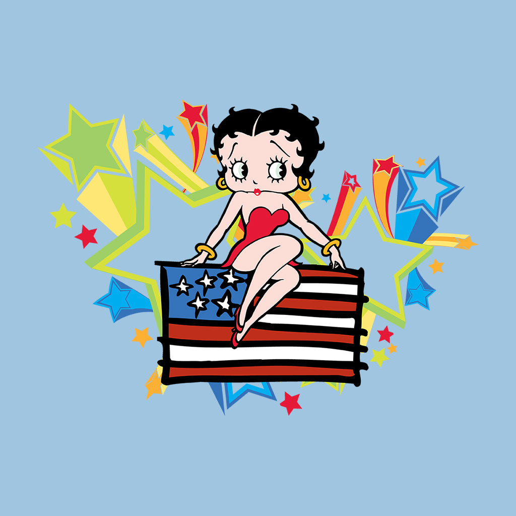 Americana Betty Boop Flag & Stars Men's T-Shirt-Betty Boop Shop