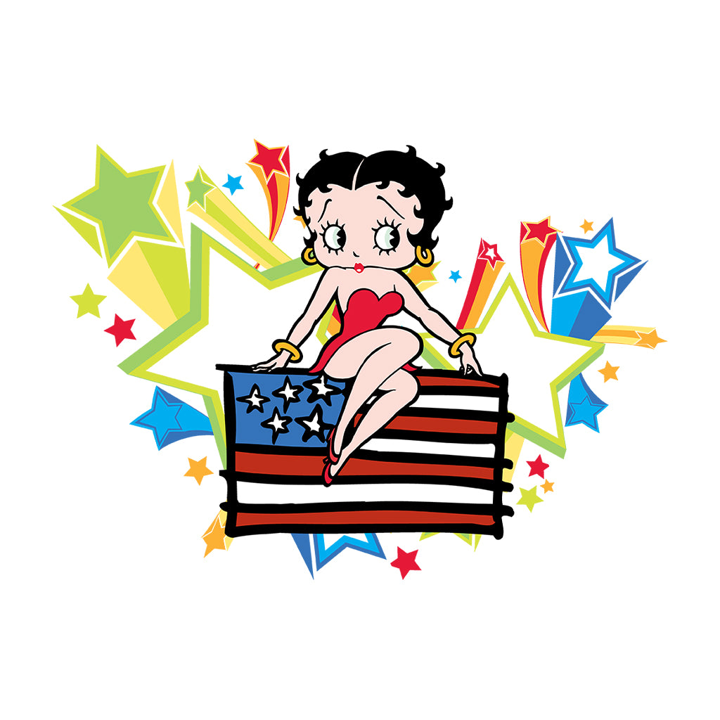 Americana Betty Boop Flag & Stars Men's Hooded Sweatshirt-Betty Boop Shop