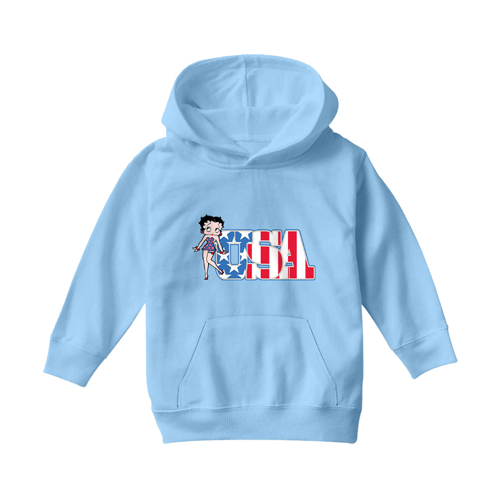 Americana Stars & Stripes Kids Hooded Sweatshirt-Betty Boop Shop