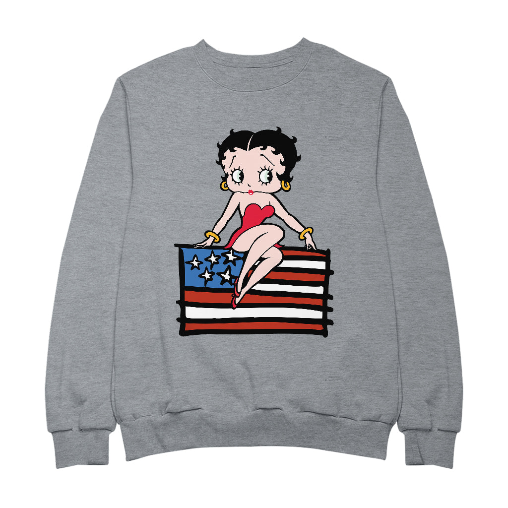 Americana Posing with the Stars & Stripes Flag Men's Sweatshirt