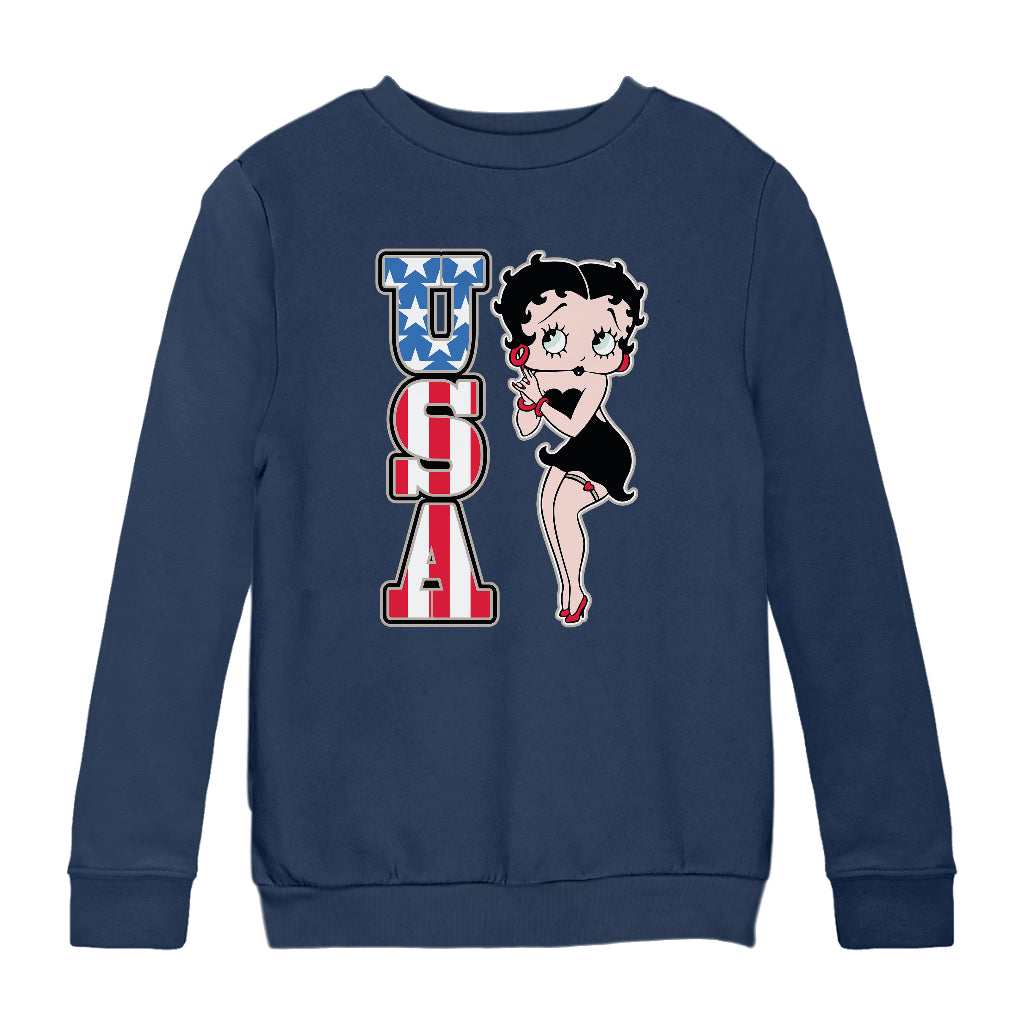 Americana USA Patriot Betty Kids Sweatshirt-Betty Boop Shop