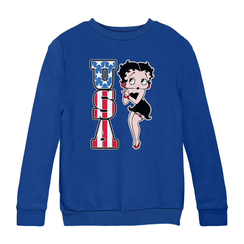Americana USA Patriot Betty Kids Sweatshirt-Betty Boop Shop